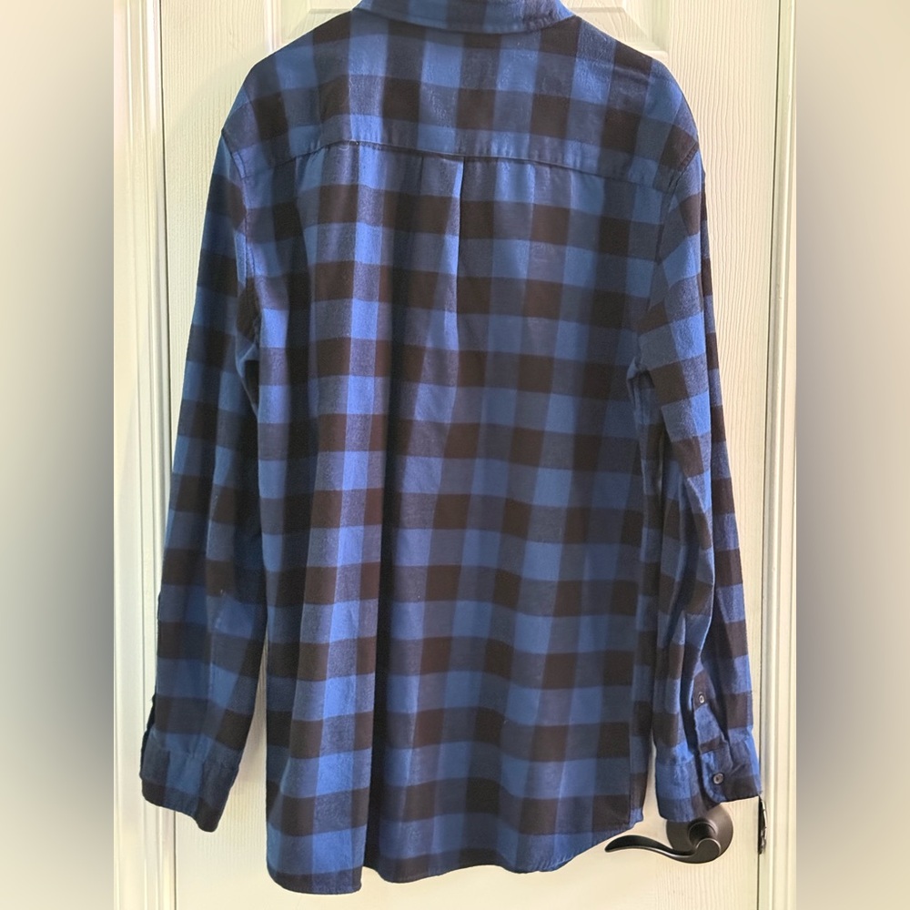 St. John's Bay Blue and Brown Plaid Men's Shirt - Picture 3 of 4